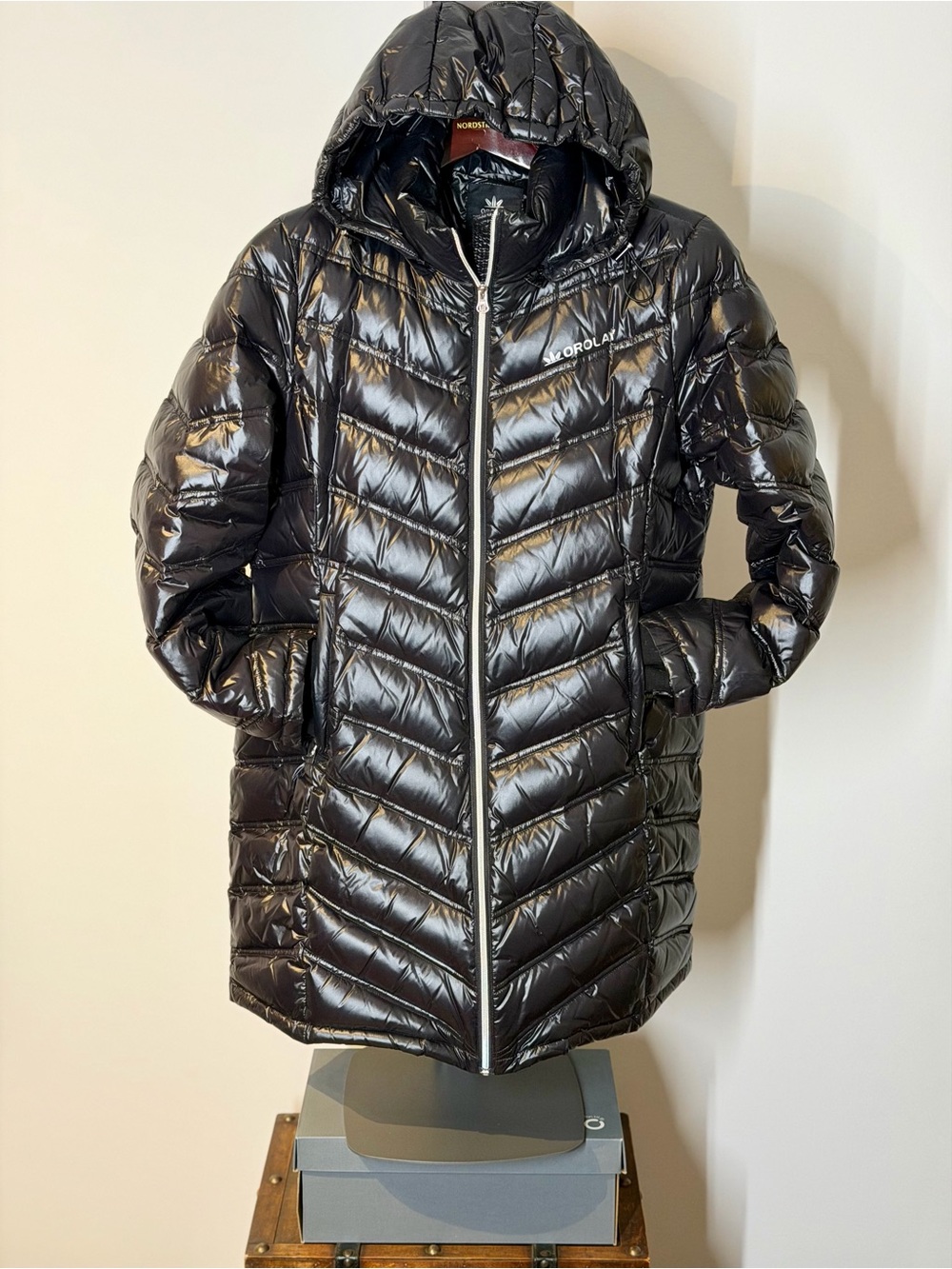 Women's Black Quilted Hooded Down Coat